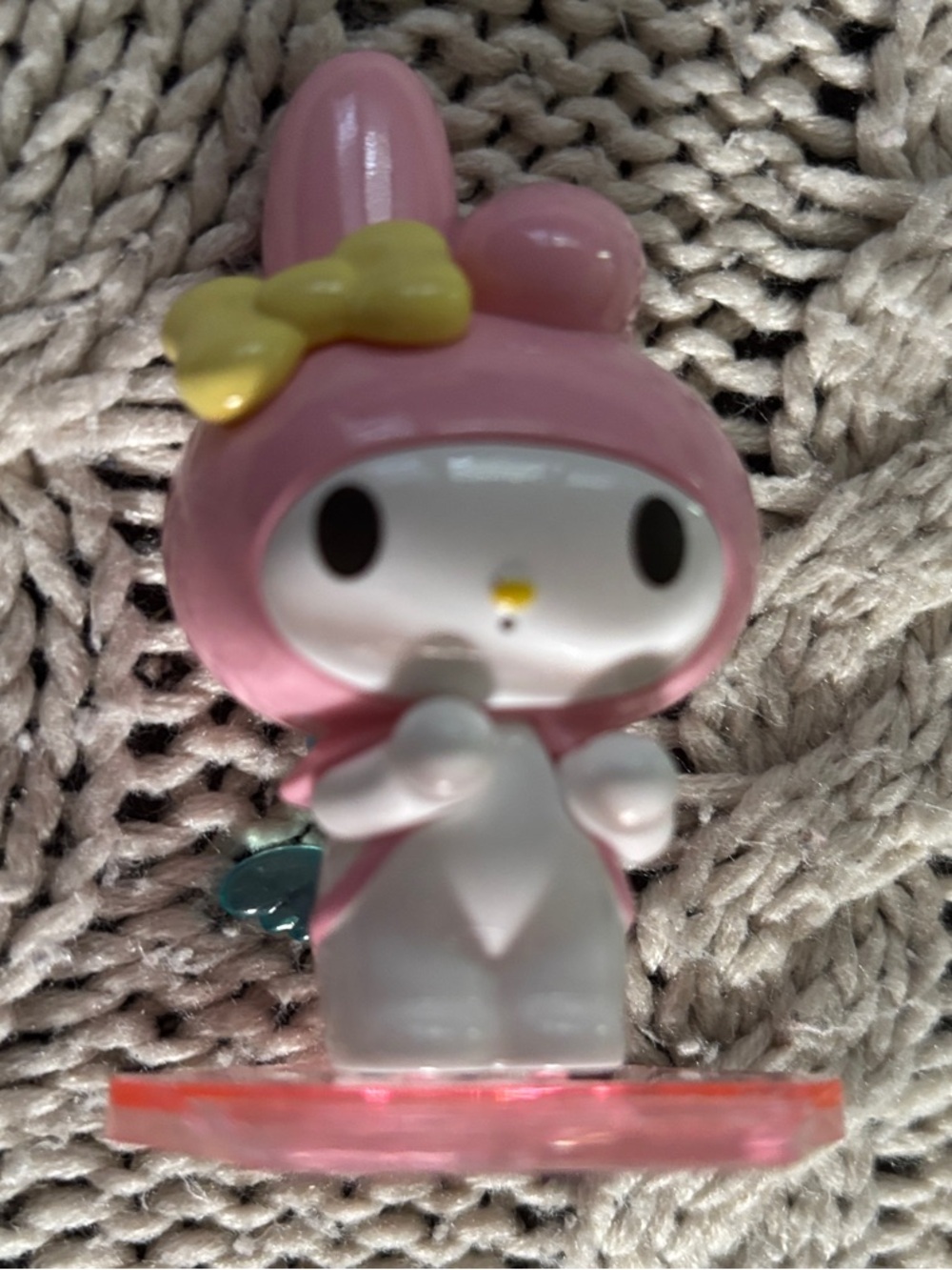 Sanrio My Melody Pink and Yellow Bunny Mini Figure on Pink Base